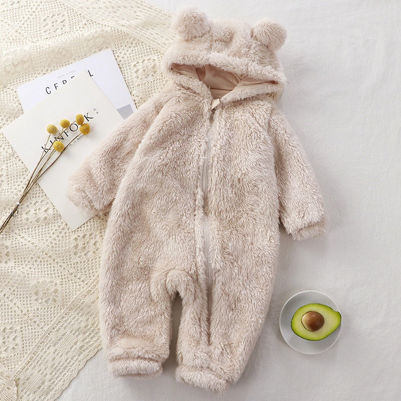 MeloBabe | Fluffy Hooded Romper with Ears