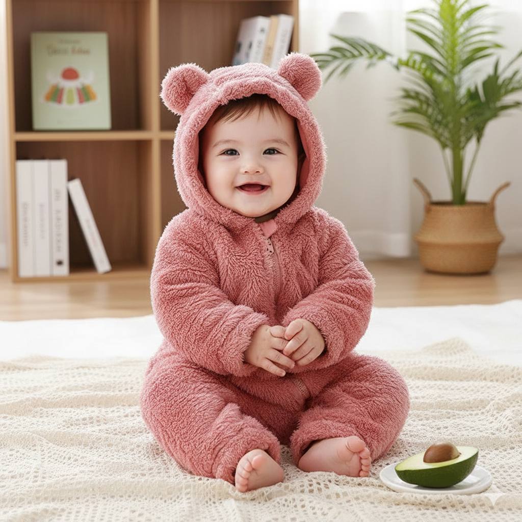 MeloBabe | Fluffy Hooded Romper with Ears