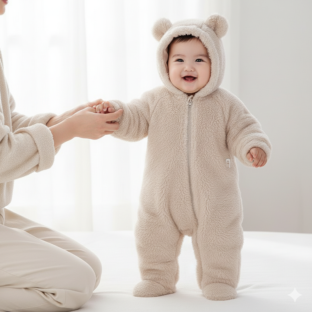 MeloBabe | Fluffy Hooded Romper with Ears
