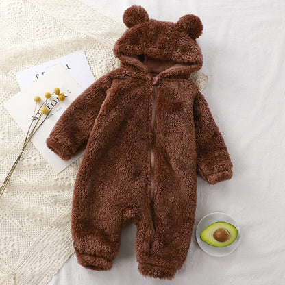 MeloBabe | Fluffy Hooded Romper with Ears