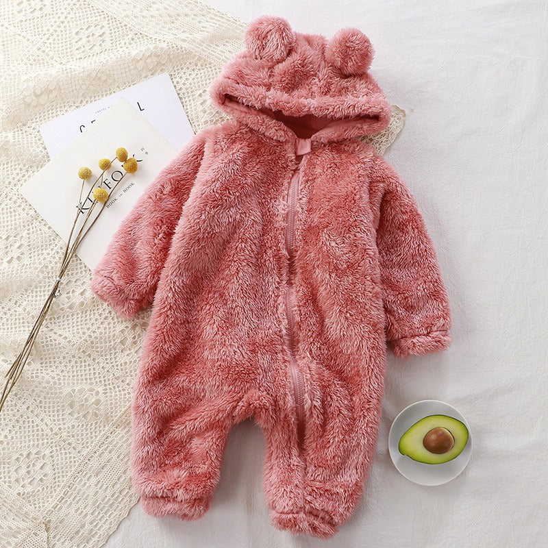 MeloBabe | Fluffy Hooded Romper with Ears